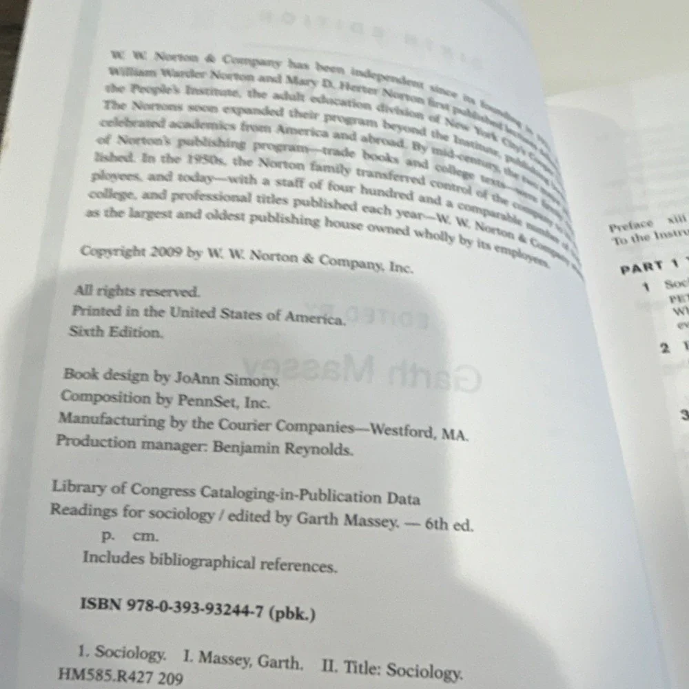 W. W. Norton Readings for Sociology Sixth Edition Massey Paperback Sociology